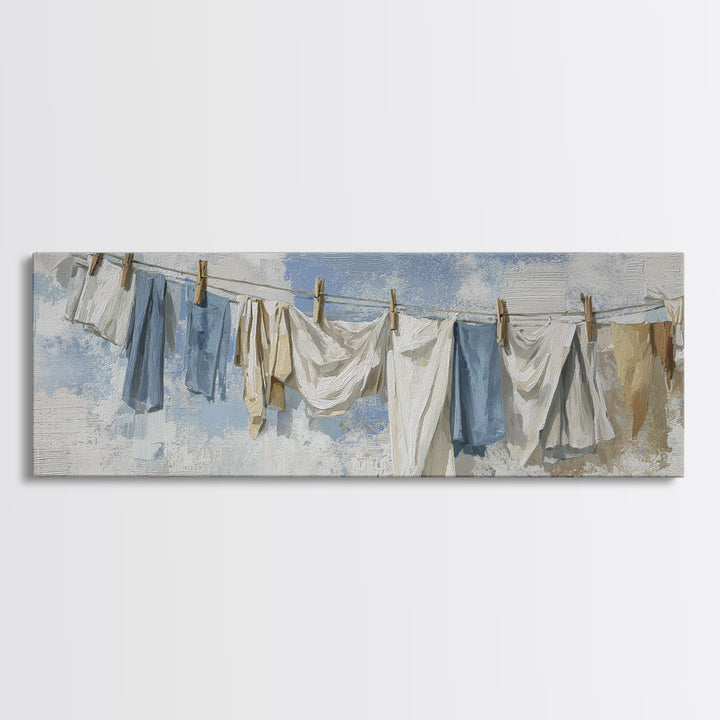Linen Texture Abstract Canvas Print, Laundry Room Art, Whimsical Art, Living Room Decor, Abstract Art, Clean, Statement Artwork, LRA-3x1-4