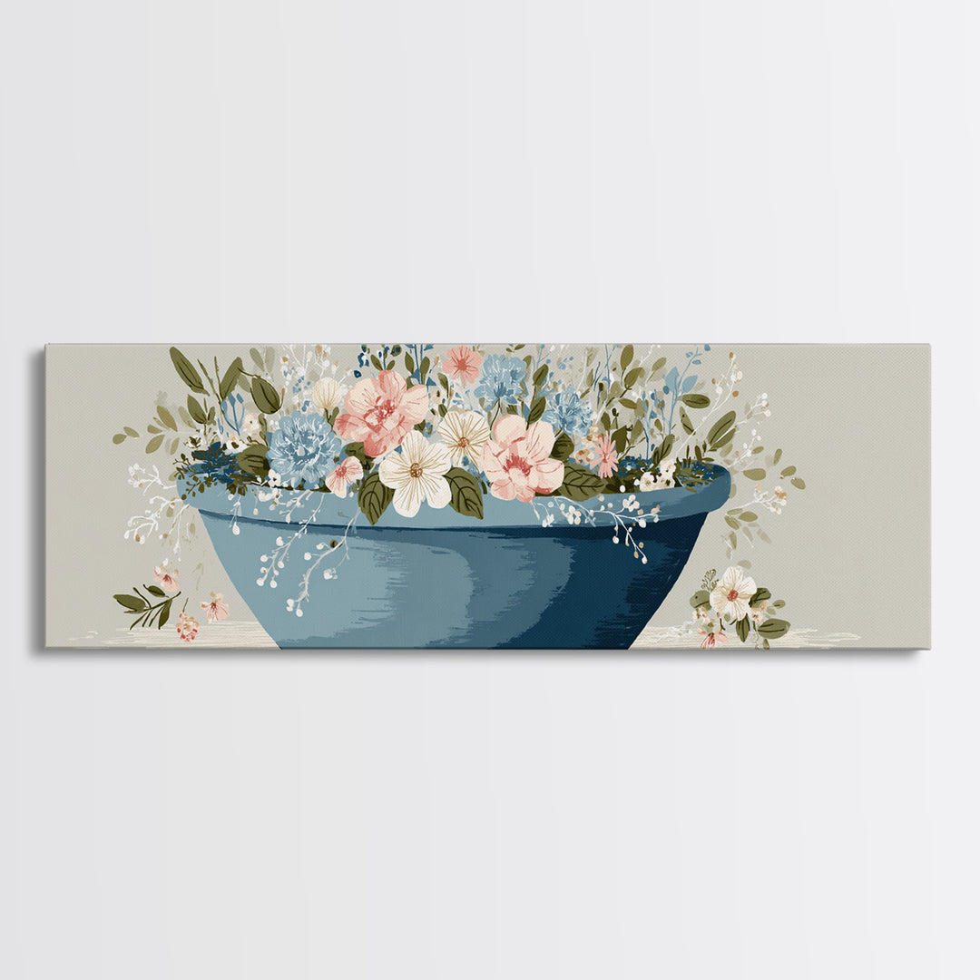 Blue Laundry Basket Canvas Print, Laundry Room Art, Laundry Room Decor, Living Room Decor, Fine Art, Clean, Gallery Decor, LRA-3x1-45