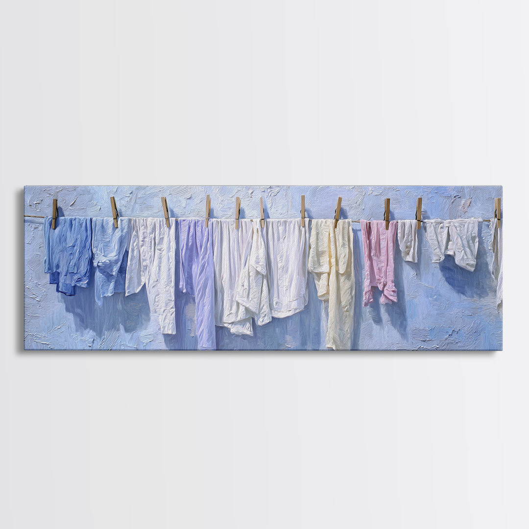 Linen Texture Abstract Framed Canvas Print, Laundry Room Art, Room Decor, Living Room Decor, Fine Art, Clean, Digital Print, LRA-3x1-52