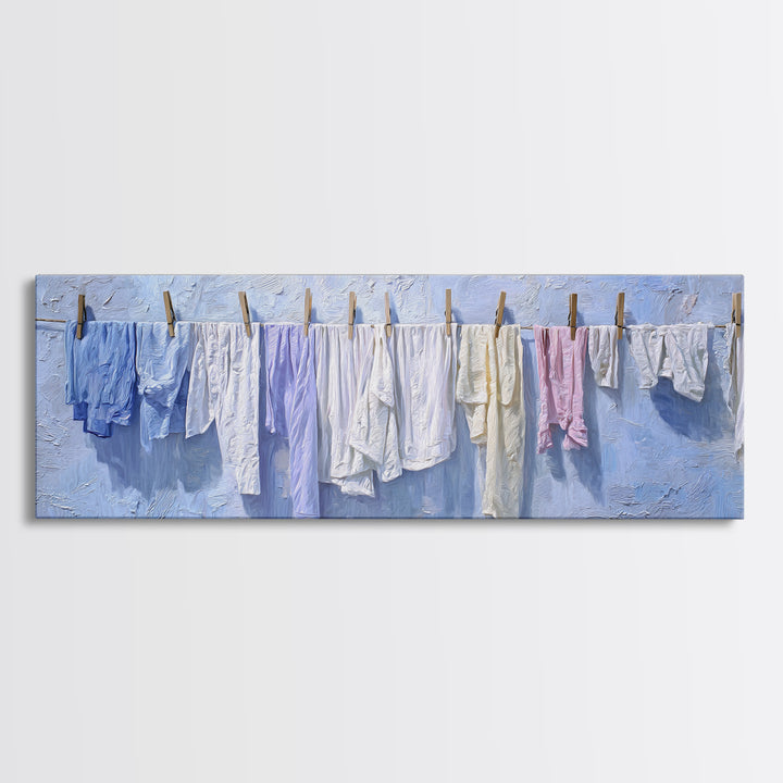 Linen Texture Abstract Framed Canvas Print, Laundry Room Art, Room Decor, Living Room Decor, Fine Art, Clean, Digital Print, LRA-3x1-52