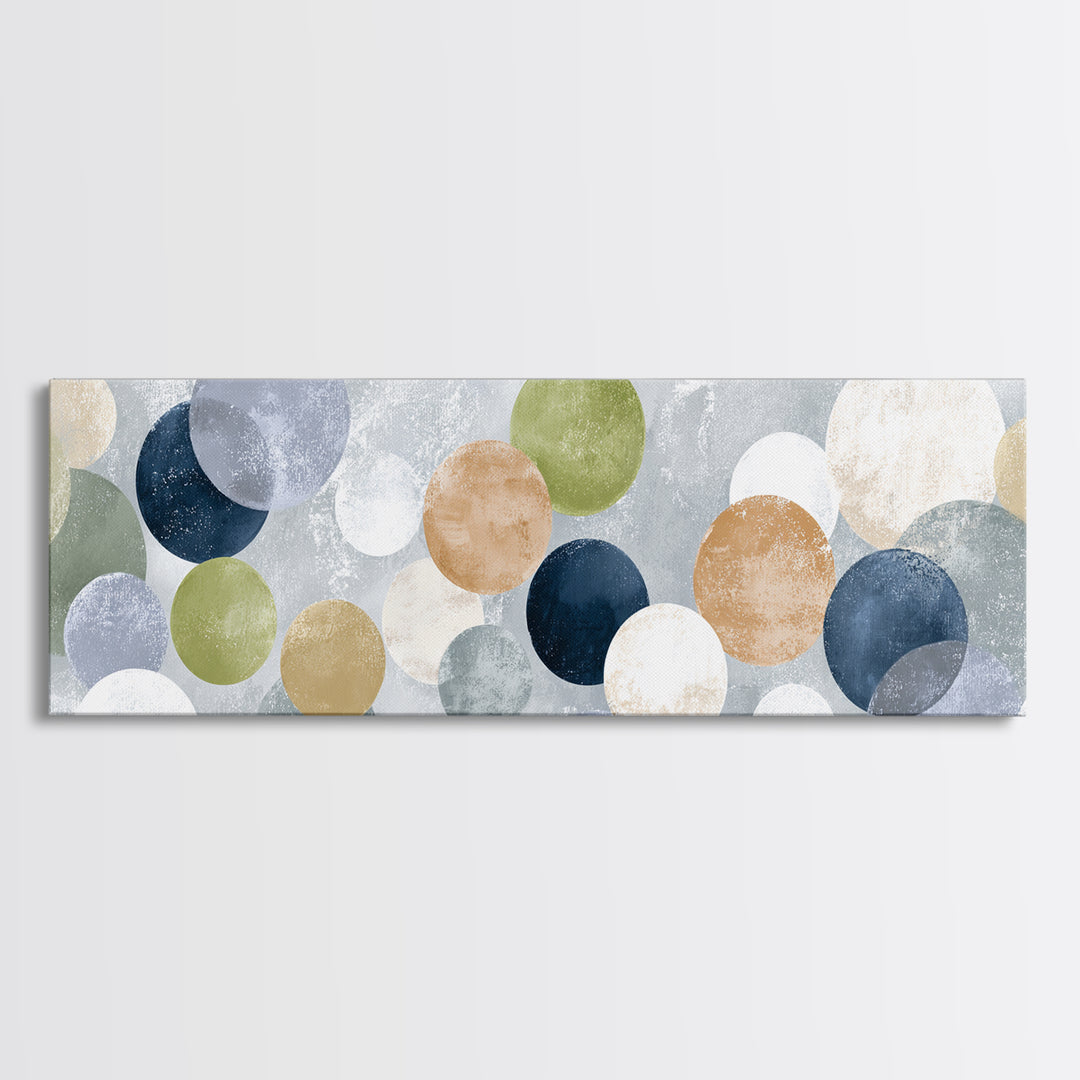 Soap Bubbles Rendered as Playful Abstract Circles Canvas Print, Laundry Room Art, Living Room Decor, Abstract Art, Clean, LRA-3x1-70