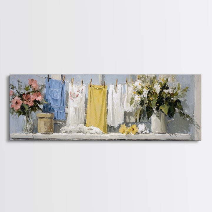 Farmhouse Laundry Sign Ornament Without Words Canvas Print, Laundry Room Art, Digital Wall Art, Living Room Decor, Clean, LRA-3x1-83