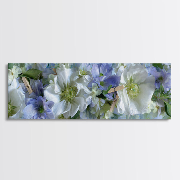 Clothespin Bouquet in Folk Art Style Framed Canvas Print, Laundry Room Art, Digital Art, Living Room Decor, Fine Art, Clean, LRA-3x1-84
