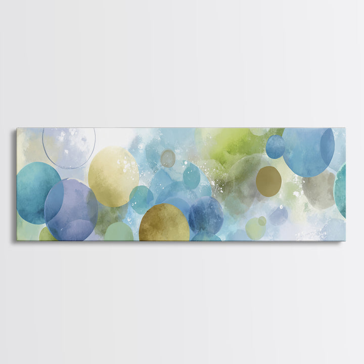 Soap Bubbles Rendered as Playful Abstract Circles Canvas Print, Laundry Room Art, Farmhouse Wall Decor, Living Room Decor, LRA-3x1-94