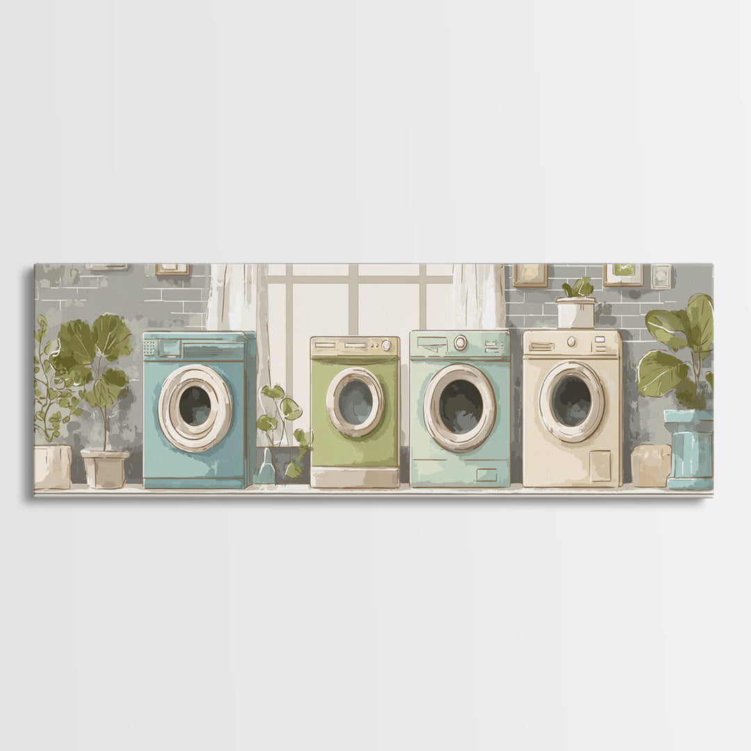 Washing Machine Icon Graphic Without Text Canvas Print, Laundry Room Art, Whimsical Art, Living Room Decor, Fine Art, Clean, LRA-3x1-98