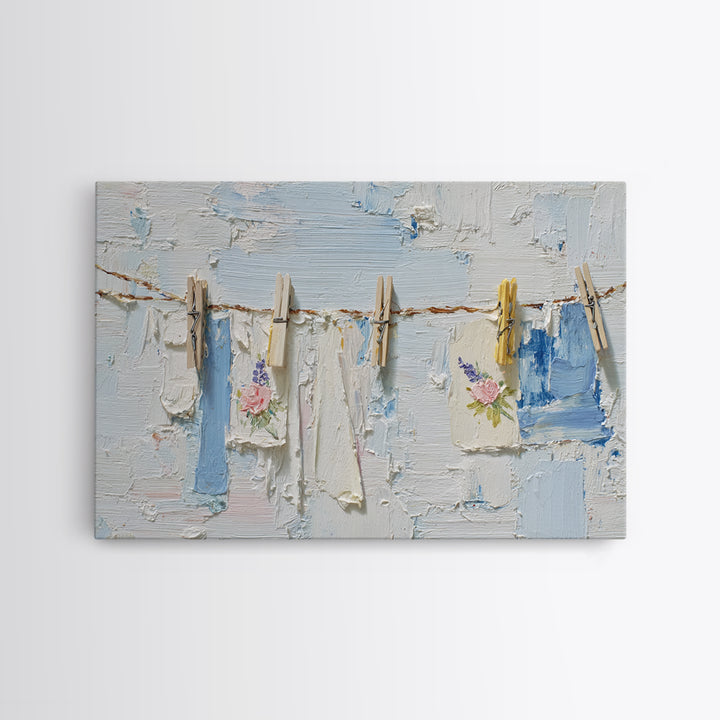 Linen Texture Abstract Framed Canvas Print, Laundry Room Art, Minimalist Wall Art, Living Room Decor, Abstract Art, Clean, LRA-3x2-40