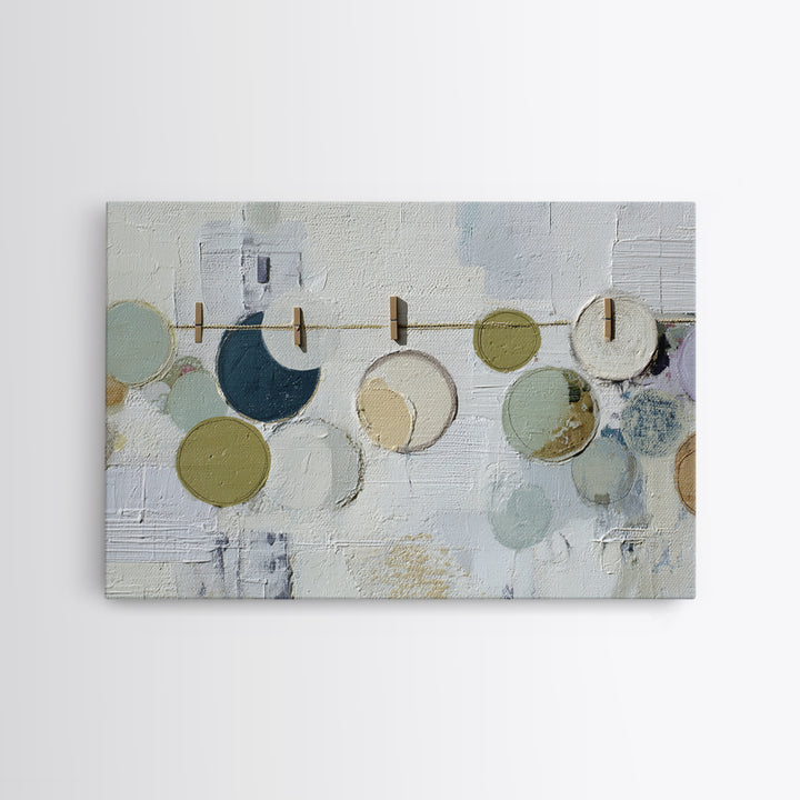 Soap Bubbles Rendered as Playful Abstract Circles Canvas Print, Laundry Room Art, Farmhouse Wall Decor, Living Room Decor, LRA-3x2-58