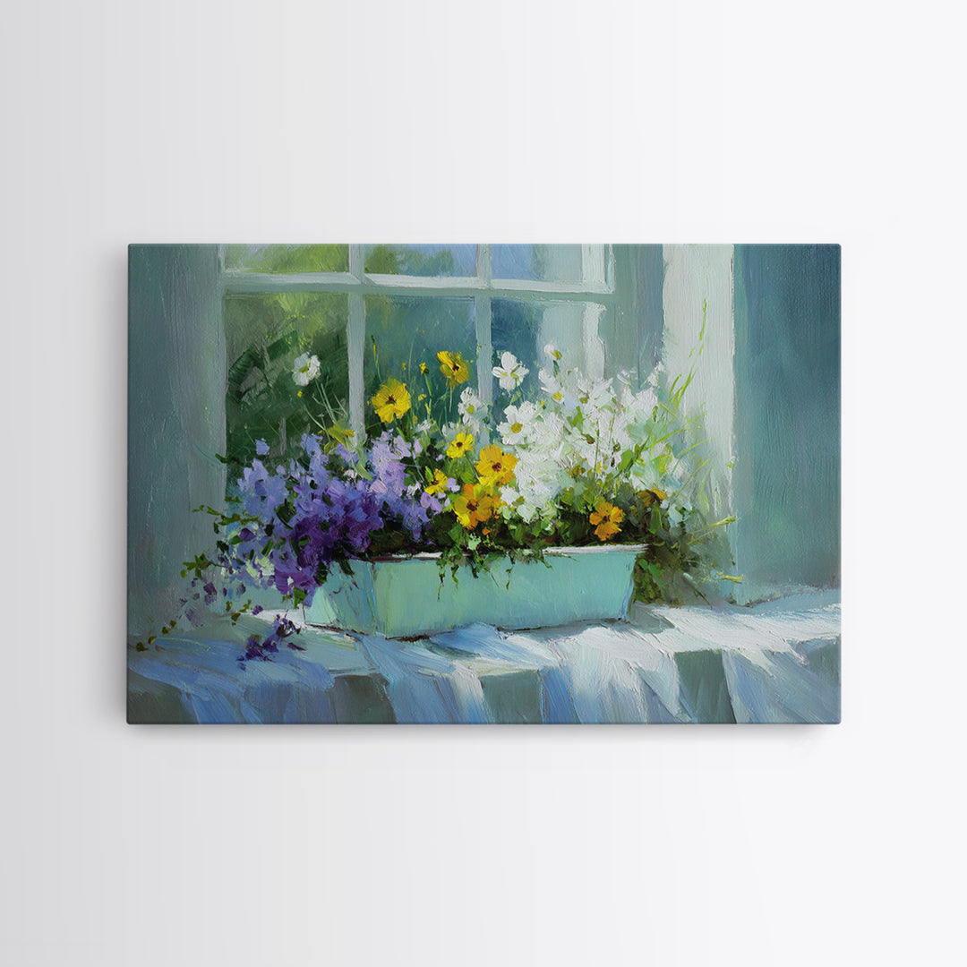 Old Enamel Basin Filled Framed Canvas Print, Laundry Room Art, Funny Poster, Living Room Decor, Clean, Minimalist Decor, LRA-3x2-60