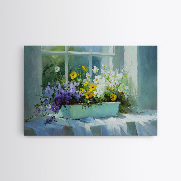 Old Enamel Basin Filled Framed Canvas Print, Laundry Room Art, Funny Poster, Living Room Decor, Clean, Minimalist Decor, LRA-3x2-60
