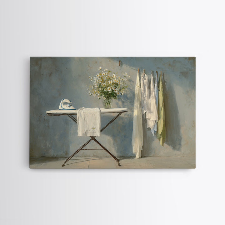Ironing Board Still Life Canvas Print, Laundry Room Art, Apartment Wall Art, Living Room Decor, Watercolor Art, Clean, LRA-3x2-76