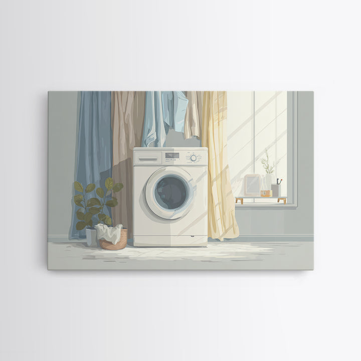 Washing Machine Icon Graphic Without Text Framed Canvas Print, Laundry Room Art, Laundry Room Decor, Living Room Decor, Clean, LRA-3x2-86