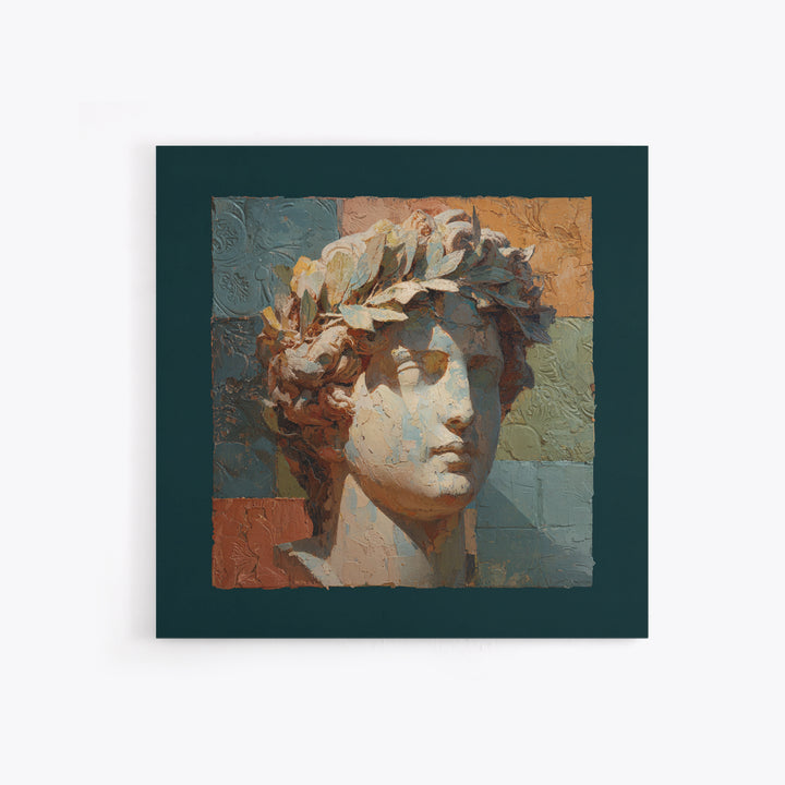 Roman Statue Bust Canvas Print, Mediterranean Art, Modern Wall Art, Living Room Decor, Oil Painting, Azure, Downloadable Art, MAR-1x1-22