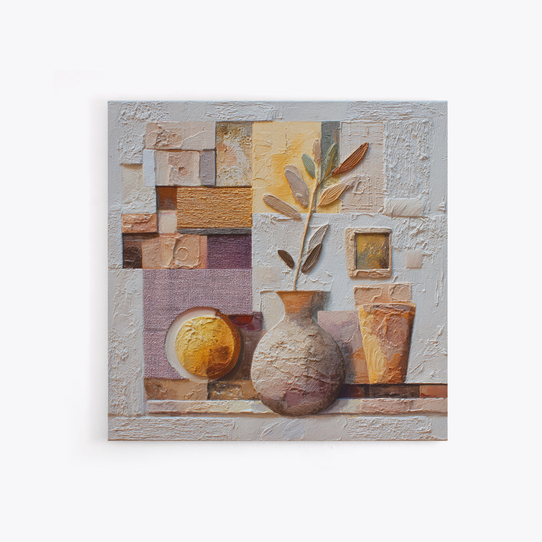 Warm Terra Cotta Abstract Landscape Canvas Print, Mediterranean Art, Living Room Art, Living Room Decor, Oil Painting, Azure, MAR-1x1-86