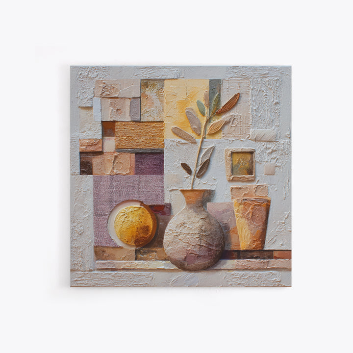 Warm Terra Cotta Abstract Landscape Canvas Print, Mediterranean Art, Living Room Art, Living Room Decor, Oil Painting, Azure, MAR-1x1-86