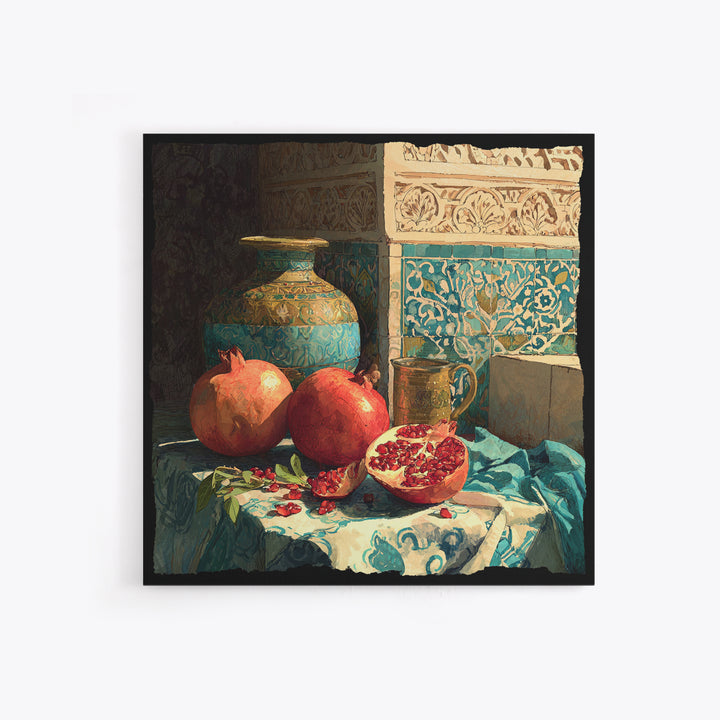 Pomegranate Still Life Canvas Print, Mediterranean Art, Fine Art Print, Living Room Decor, Fine Art, Azure, Original Painting, MAR-1x1-91