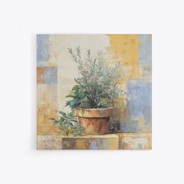 Wild Herbs Rosemary and Thyme Botanical Study Canvas Print, Mediterranean Art, Original Painting, Living Room Decor, Azure, MAR-1x1-96