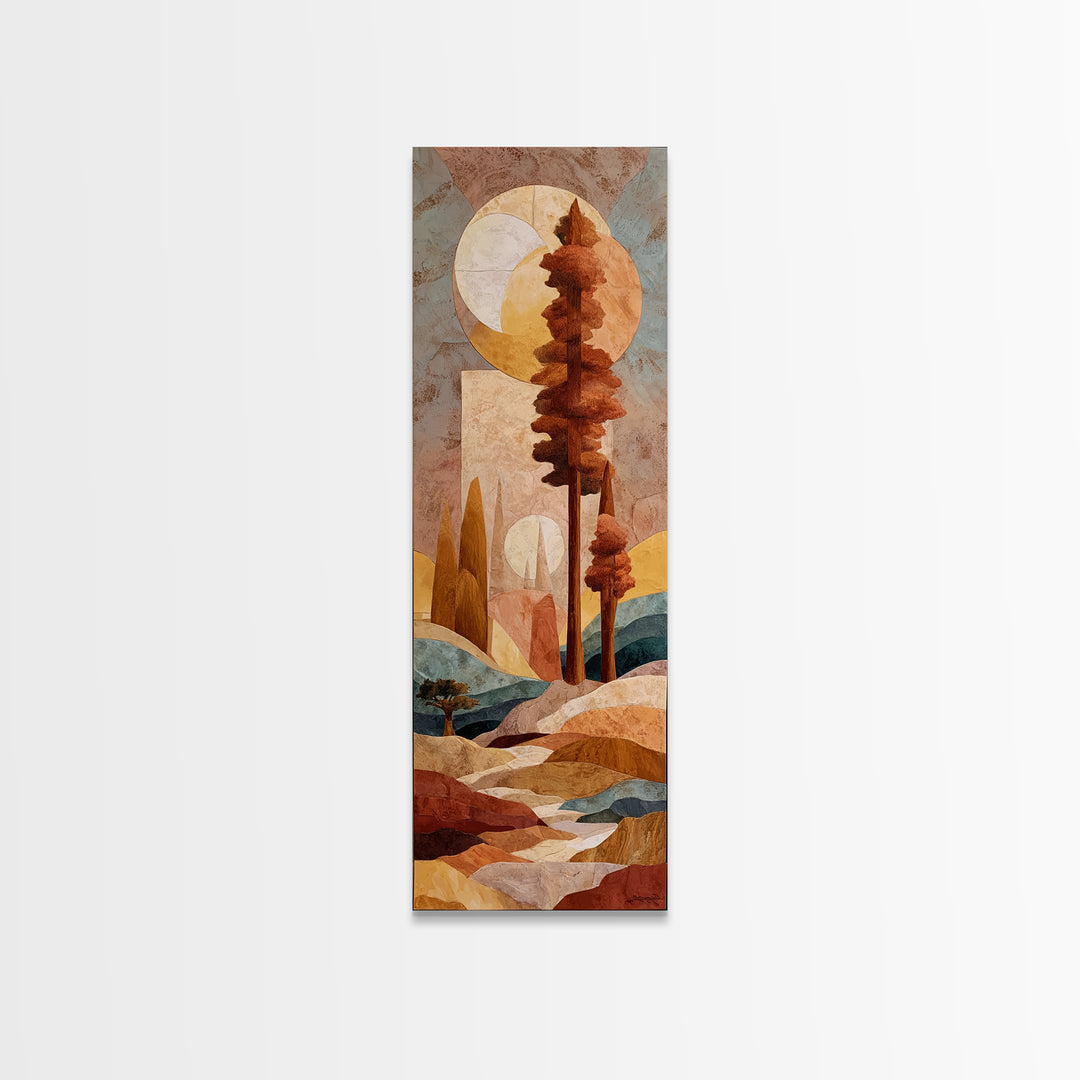 Warm Terra Cotta Abstract Landscape Canvas Print, Mediterranean Art, Watercolor Art, Living Room Decor, Fine Art, Azure, MAR-1x3-2