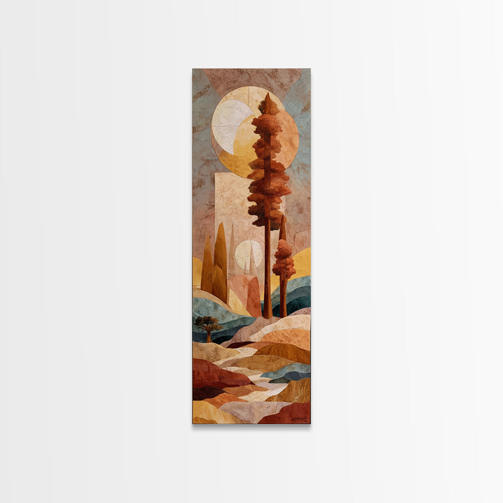 Warm Terra Cotta Abstract Landscape Canvas Print, Mediterranean Art, Watercolor Art, Living Room Decor, Fine Art, Azure, MAR-1x3-2
