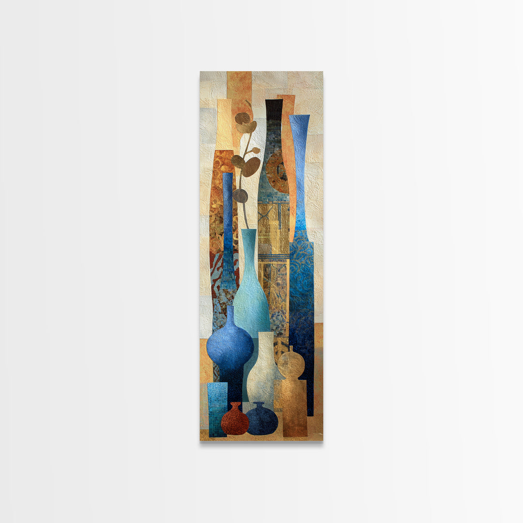 Warm Terra Cotta Abstract Landscape Canvas Print, Mediterranean Art, Watercolor Art, Living Room Decor, Fine Art, Azure, MAR-1x3-26