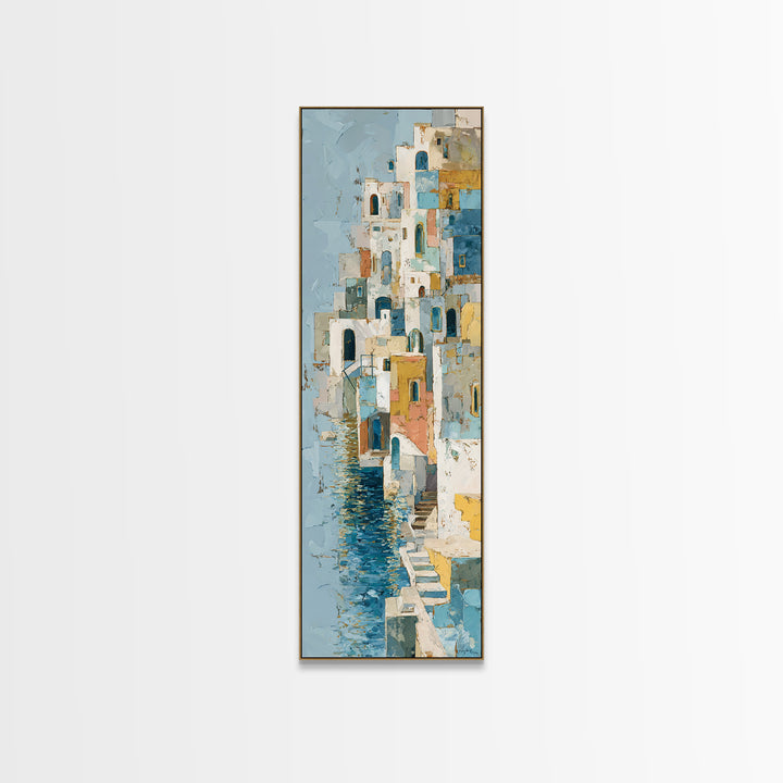 Coastal Cliffs with Sparkling Blue Water Canvas Print, Mediterranean Art, Neutral Decor, Living Room Decor, Fine Art, Azure, MAR-1x3-32