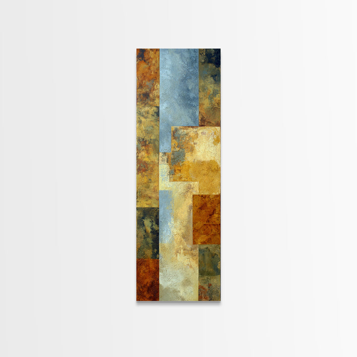 Warm Terra Cotta Abstract Landscape Framed Canvas Print, Mediterranean Art, Gallery Wall Art, Living Room Decor, Azure, MAR-1x3-50