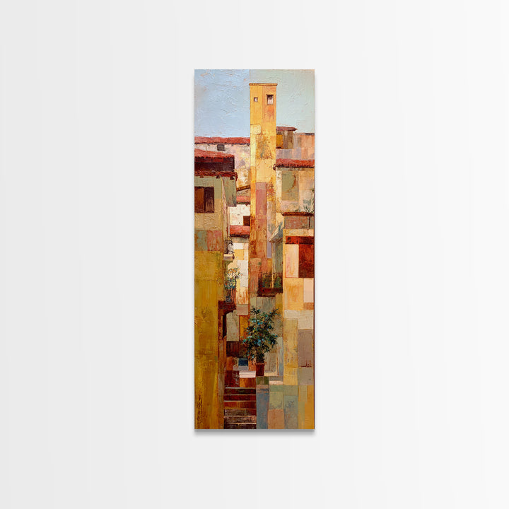 Sunset over Red Tiled Rooftops Canvas Print, Mediterranean Art, Printable Wall Art, Living Room Decor, Fine Art, Azure, MAR-1x3-59