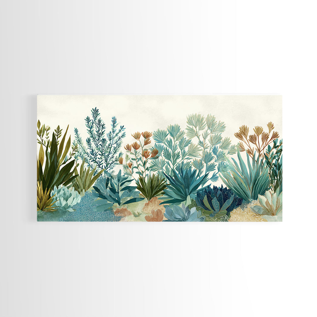 Wild Herbs Rosemary and Thyme Botanical Study Canvas Print, Mediterranean Art, Room Decor, Living Room Decor, Fine Art, Azure, MAR-2x1-44