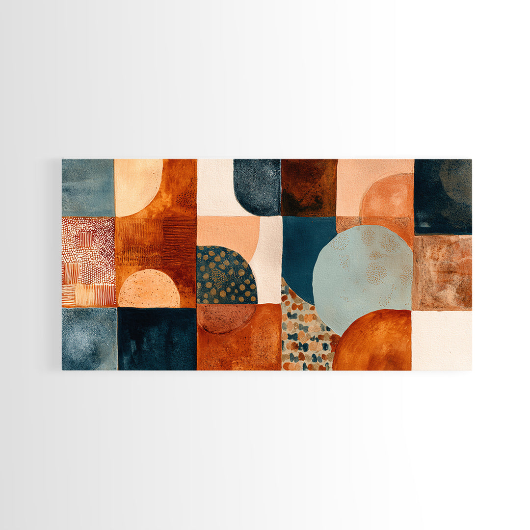 Warm Terra Cotta Abstract Landscape Canvas Print, Mediterranean Art, Room Decor, Living Room Decor, Azure, Printable Art, MAR-2x1-82