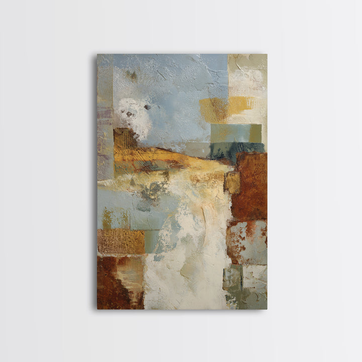 Warm Terra Cotta Abstract Landscape Framed Canvas Print, Mediterranean Art, Statement Artwork, Living Room Decor, Azure, MAR-2x3-46