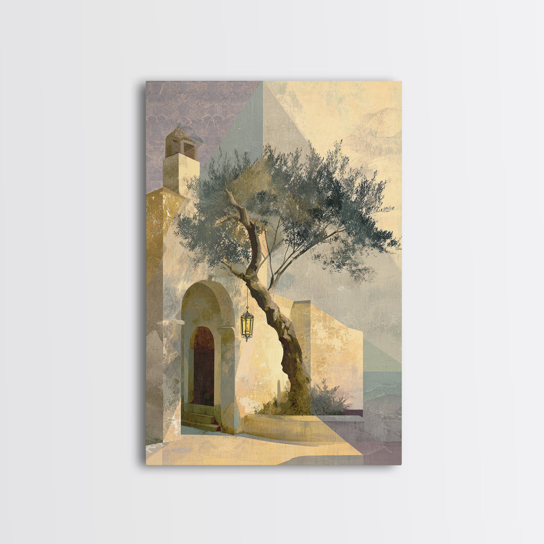 Olive Grove under Pale Morning Light Canvas Print, Mediterranean Art, Minimalist Decor, Living Room Decor, Fine Art, Azure, MAR-2x3-49