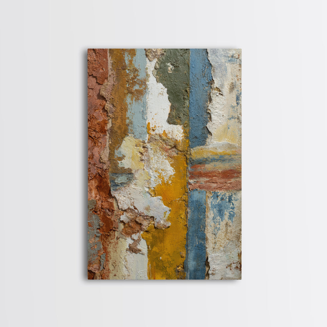 Warm Terra Cotta Abstract Landscape Framed Canvas Print, Mediterranean Art, Original Painting, Living Room Decor, Azure, MAR-2x3-94