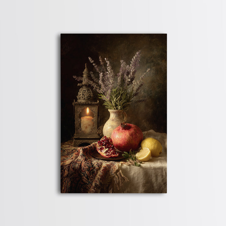 Pomegranate Still Life Canvas Print, Mediterranean Art, Printable Wall Art, Living Room Decor, Fine Art, Azure, Modern Wall Art, MAR-2x3-99