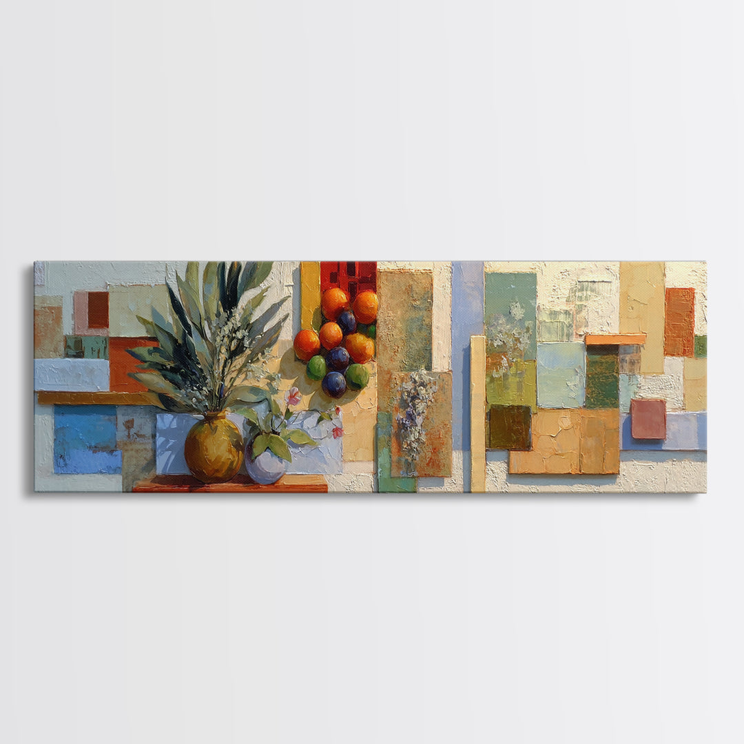 Sunset over Red Tiled Rooftops Framed Canvas Print, Mediterranean Art, Landscape Wall Art, Living Room Decor, Fine Art, Azure, MAR-3x1-15