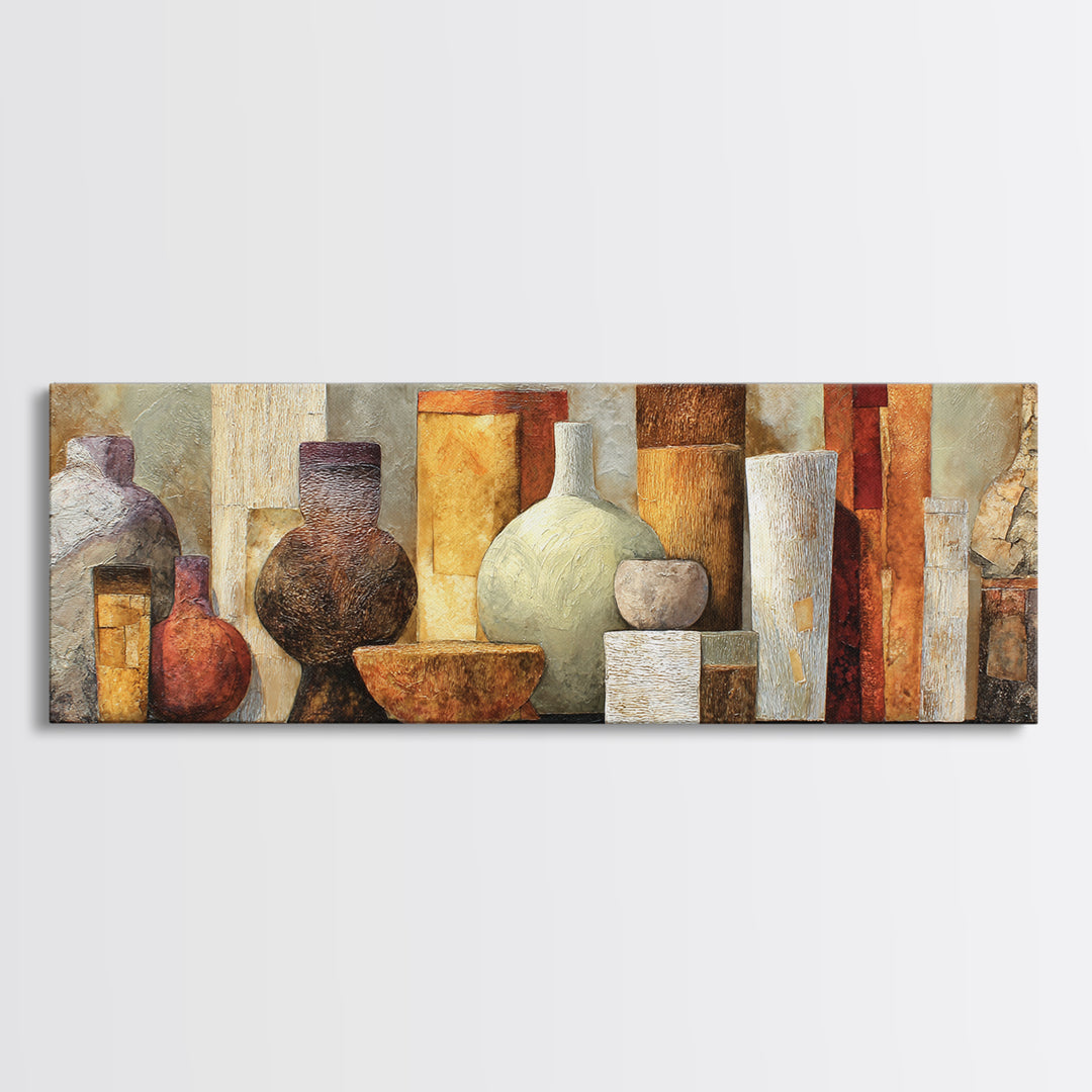 Warm Terra Cotta Abstract Landscape Canvas Print, Mediterranean Art, Room Decor, Living Room Decor, Azure, Printable Art, MAR-3x1-30