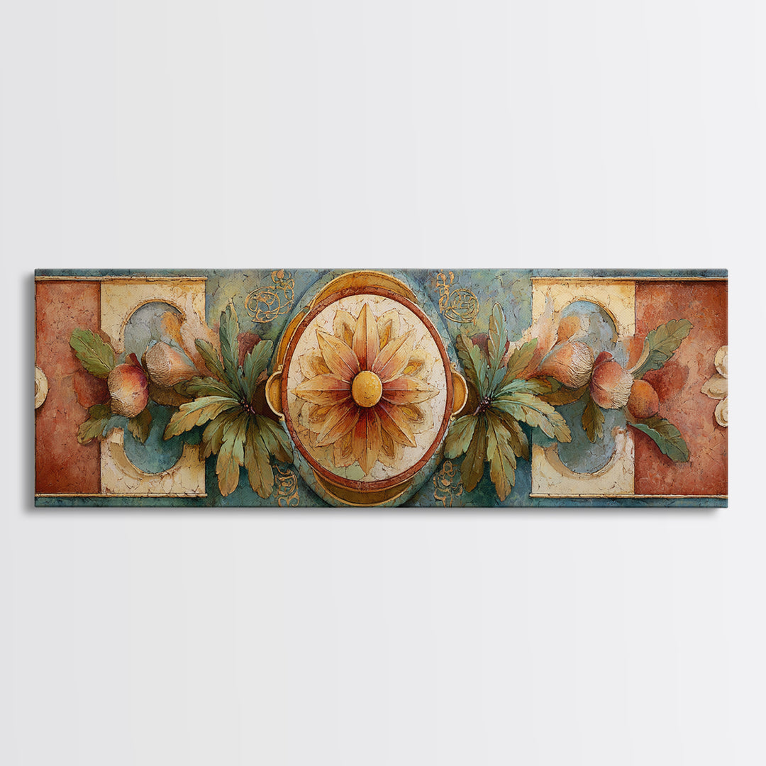 Greek Vase Modern Floral Design Canvas Print, Mediterranean Art, Fine Art Print, Living Room Decor, Fine Art, Azure, MAR-3x1-31