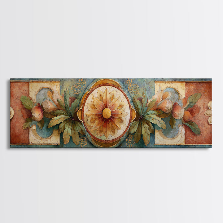 Greek Vase Modern Floral Design Canvas Print, Mediterranean Art, Fine Art Print, Living Room Decor, Fine Art, Azure, MAR-3x1-31