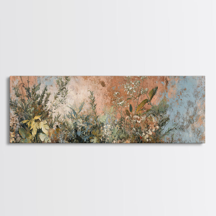 Wild Herbs Rosemary and Thyme Botanical Study Canvas Print, Mediterranean Art, Travel Poster, Living Room Decor, Oil Painting, MAR-3x1-40