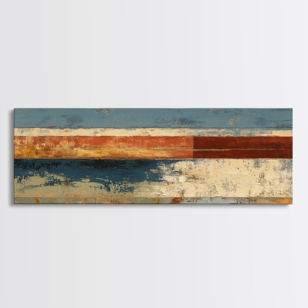 Warm Terra Cotta Abstract Landscape Canvas Print, Mediterranean Art, Digital Art Prints, Living Room Decor, Watercolor Art, MAR-3x1-6