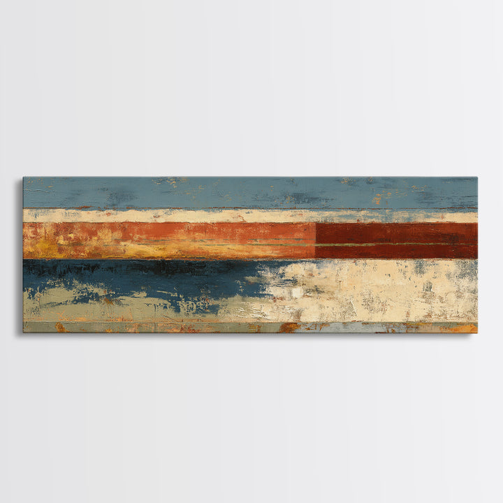 Warm Terra Cotta Abstract Landscape Canvas Print, Mediterranean Art, Digital Art Prints, Living Room Decor, Watercolor Art, MAR-3x1-6