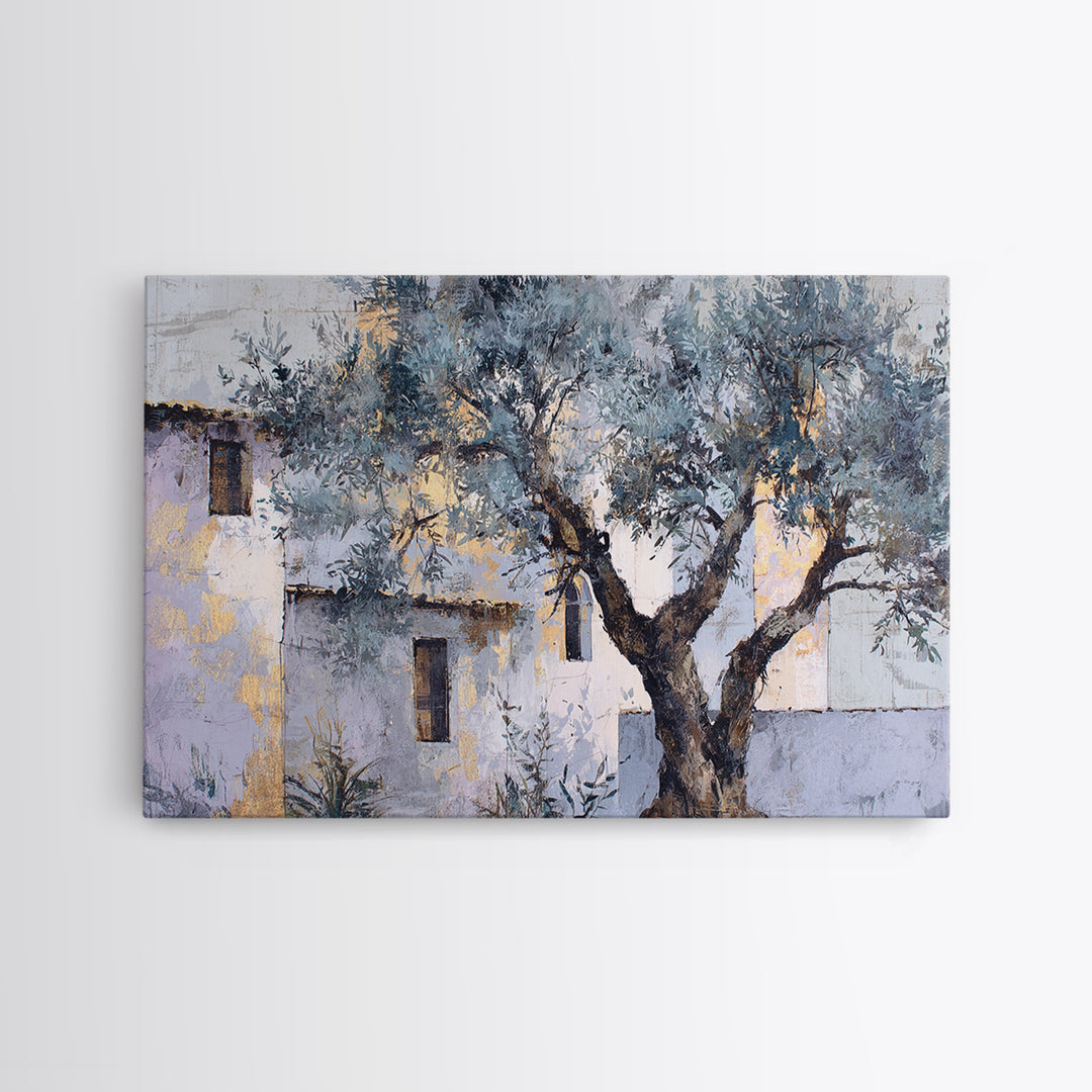Olive Grove under Pale Morning Light Canvas Print, Mediterranean Art, Farmhouse Decor, Living Room Decor, Fine Art, Azure, MAR-3x2-21