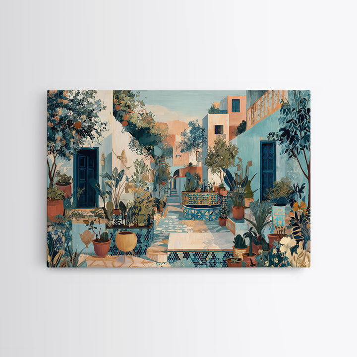 Sunset over Red Tiled Rooftops Canvas Print, Mediterranean Art, Modern Wall Art, Living Room Decor, Azure, Downloadable Art, MAR-3x2-51