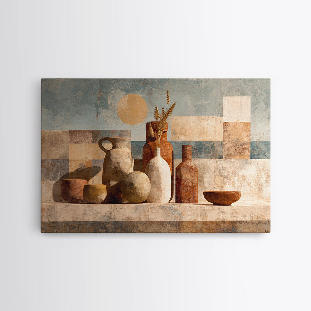 Warm Terra Cotta Abstract Landscape Canvas Print, Mediterranean Art, Printable Art, Living Room Decor, Fine Art, Azure, MAR-3x2-66