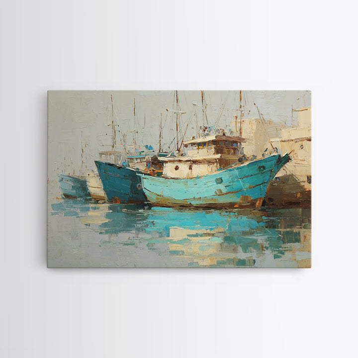 Spanish Tile Ornament Canvas Print, Mediterranean Art, Landscape Painting, Living Room Decor, Fine Art, Azure, Fine Art Print, MAR-3x2-68