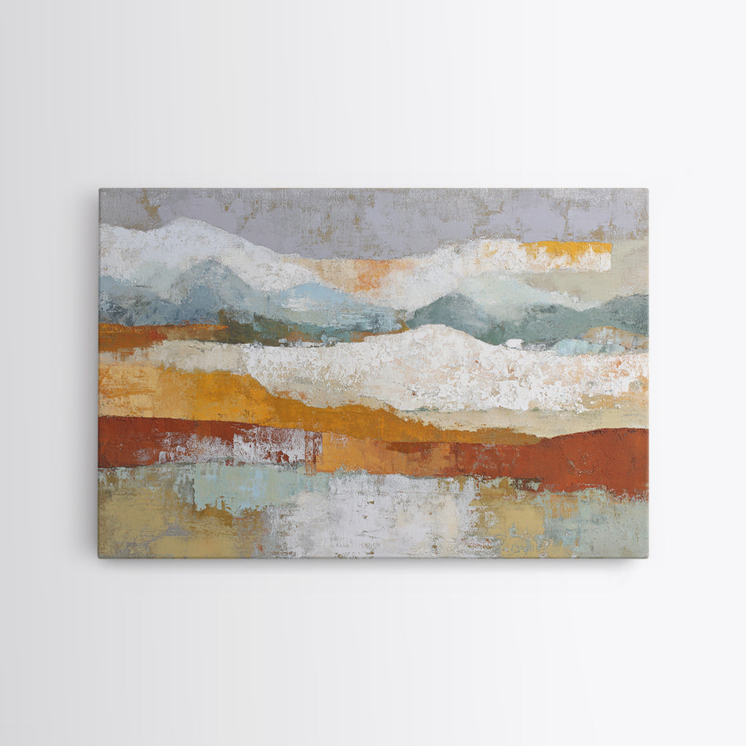 Warm Terra Cotta Abstract Landscape Framed Canvas Print, Mediterranean Art, Modern Wall Art, Living Room Decor, Watercolor Art, MAR-3x2-90