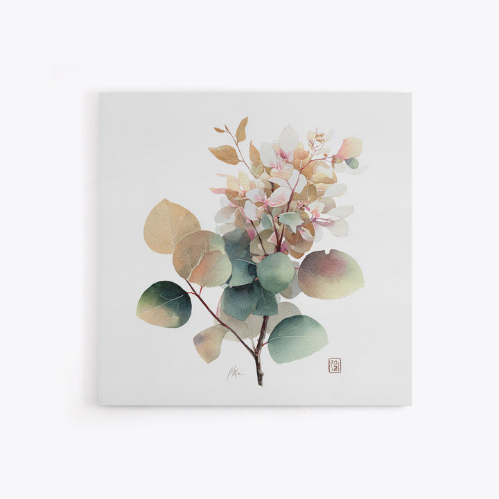 Gentle Eucalyptus Watercolor Branches Framed Canvas Print, Master Bedroom, Art Print, Bedroom Decor, Oil Painting, Sanctuary, MAS-1x1-12