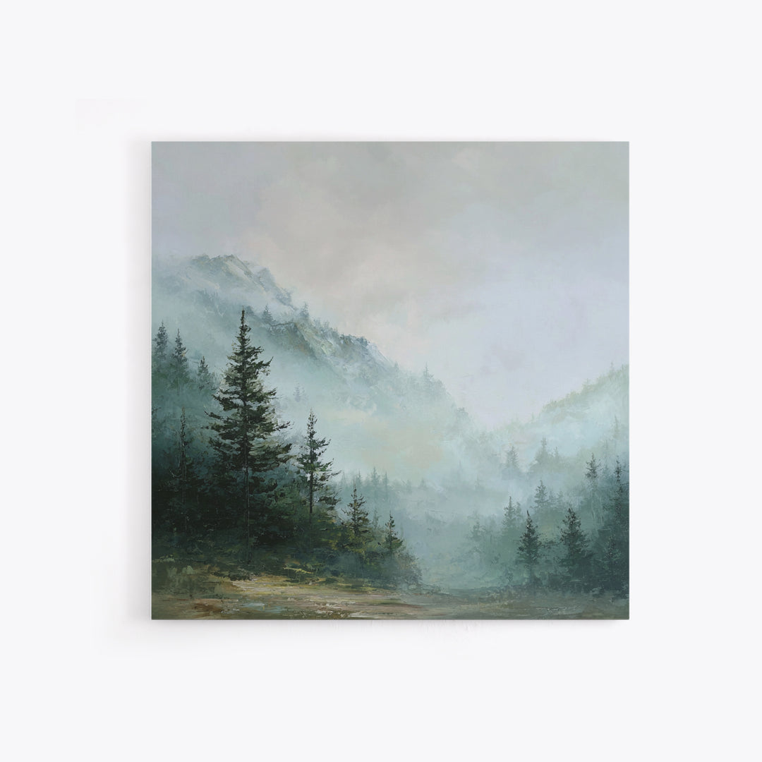 Calm Misty Forest Panorama Framed Canvas Print, Master Bedroom, Wedding Decor, Bedroom Decor, Sanctuary, Rustic Home Decor, MAS-1x1-28