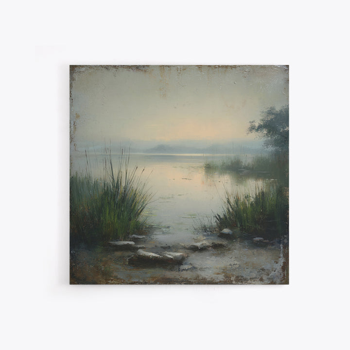 Serene Lake with Pale Morning Reflection Canvas Print, Master Bedroom, Bedroom Prints, Bedroom Decor, Fine Art, Sanctuary, MAS-1x1-31