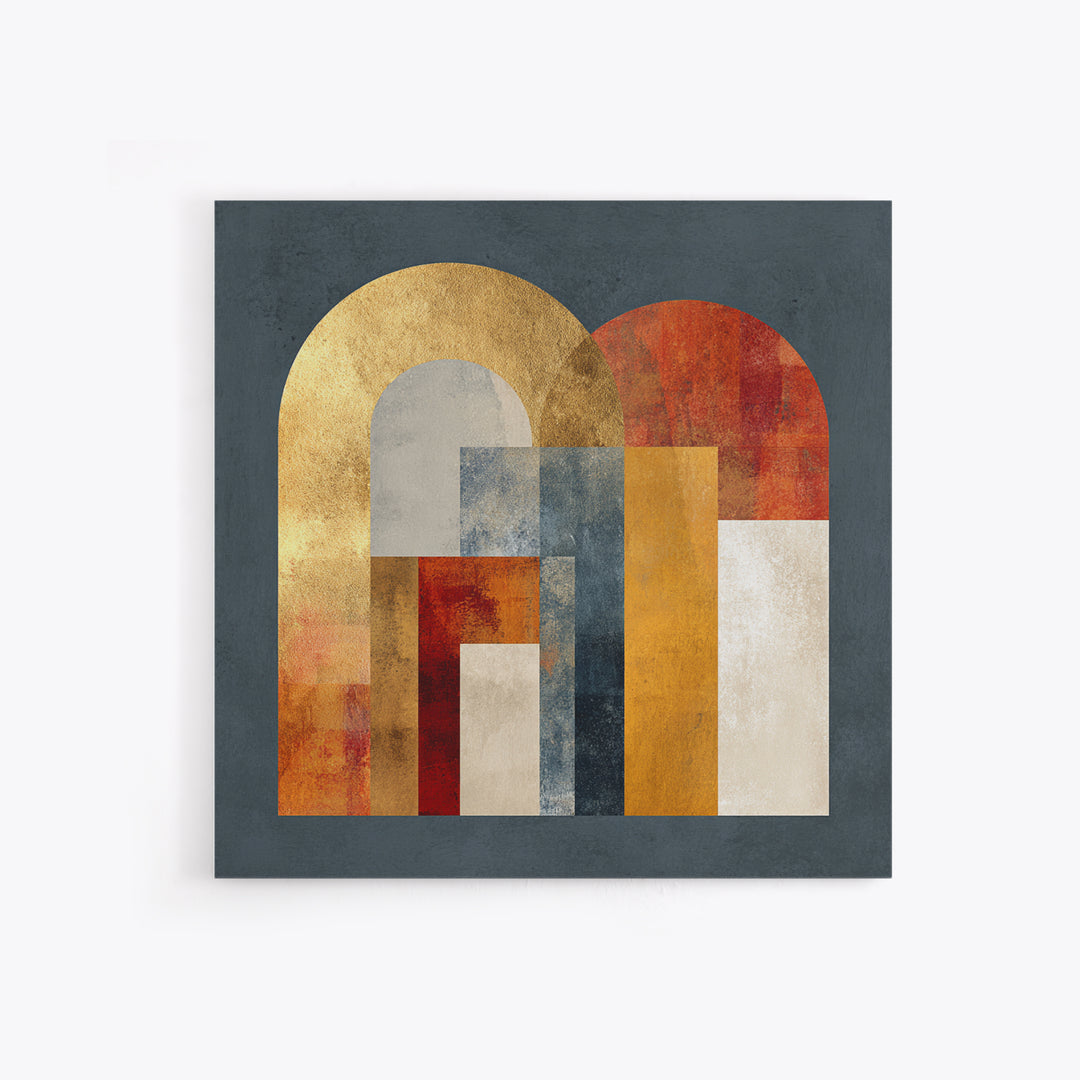 Gold Accented Abstract Arches Framed Canvas Print, Master Bedroom, Gallery Decor, Bedroom Decor, Fine Art, Sanctuary, MAS-1x1-32