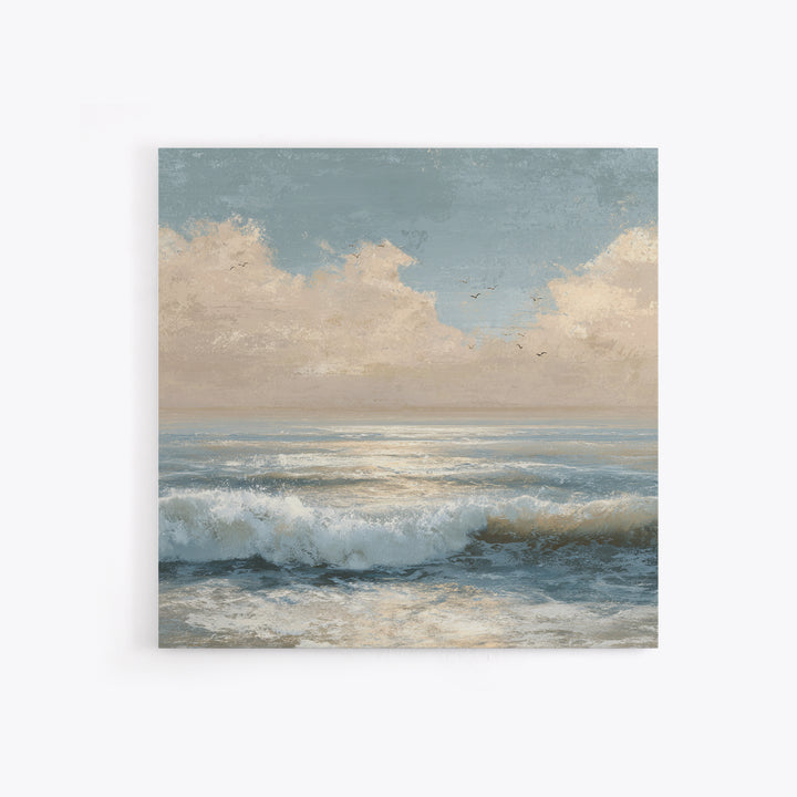 Elegant Moonlit Ocean Horizon Canvas Print, Master Bedroom, Room Decor, Bedroom Decor, Fine Art, Sanctuary, Wall Decal, MAS-1x1-49