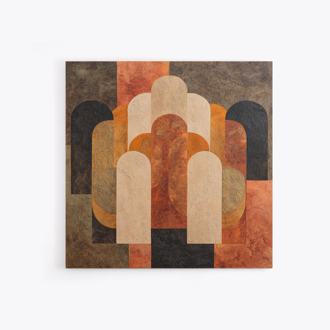 Gold Accented Abstract Arches Framed Canvas Print, Master Bedroom, Farmhouse Decor, Bedroom Decor, Abstract Art, Sanctuary, MAS-1x1-56